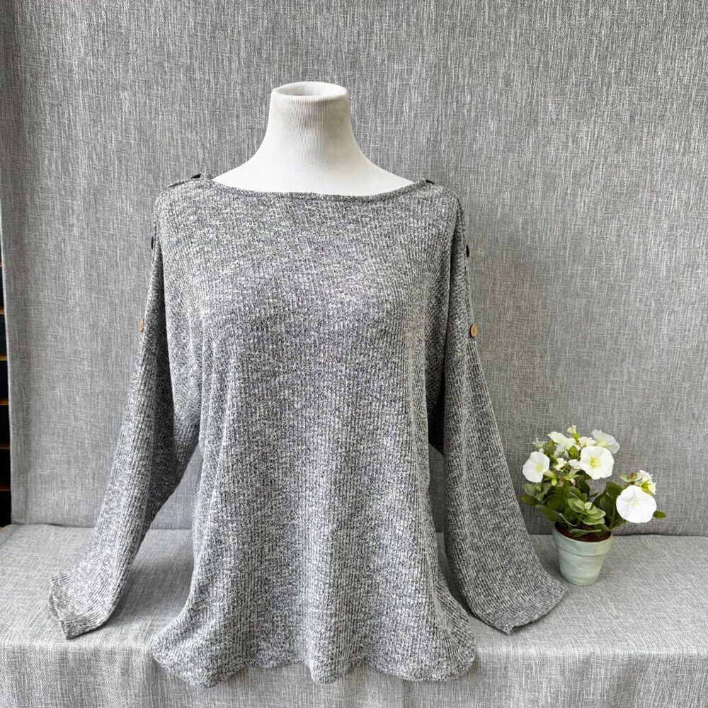 Stitchwurks Pullover Top Women 2XL Gray Knit Lightweight Breathable Soft EUC